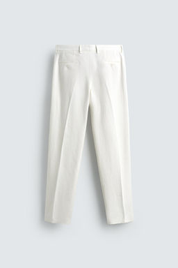 PANTAL?N PLIEGUES TRAJE 100% LINO / Blanco - Zara фото 6
