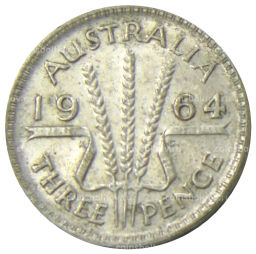 Монета 3 пенса 1964 года Австралия