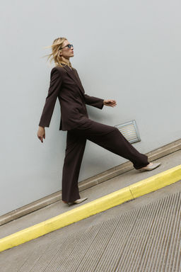 STRAIGHT-LEG DARTED TROUSERS