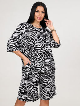 039 ДОМАШНИЙ КОСТЮМ ЖЕНСКИЙ (шорты) (Зебра/серый) - А-дина фото 3