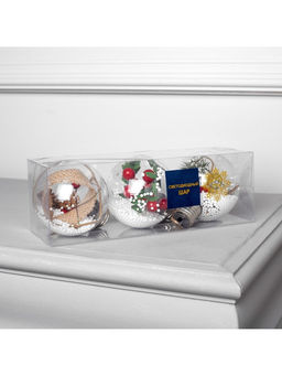 Набор ёлочных шаров Зимний лес, 3 шт, d=8 см, 1 LED, от батареек, свечение белое - Luazon lighting фото 12