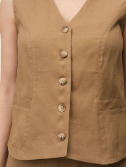 Жилет льняной 7025 кэмел