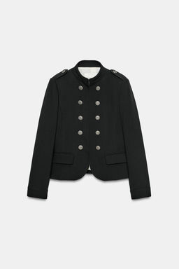 CHAQUETA ENTALLADA BOTONES HOMBRERAS / Negro