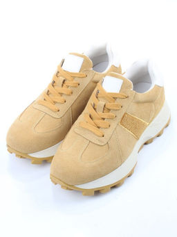 04-PCJ98-5 SAND Кроссовки демисезонные женские (натуральная замша, текстиль)