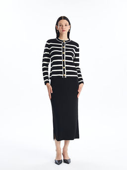 Bisiklet Yaka ?izgili Kad?n Triko H?rka