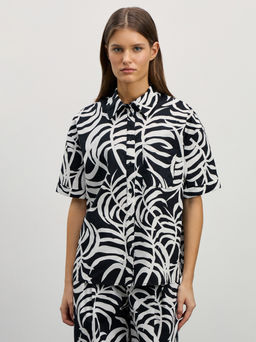 Рубашка из хлопка с принтом / Zarina  фото 3