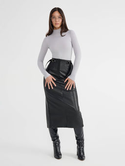 CONTE Юбка-midi из экокожи с декоративными патами LU 2853 black