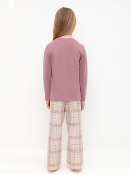 К 1623/морозная вишня,текстильная клетка пижама для дев