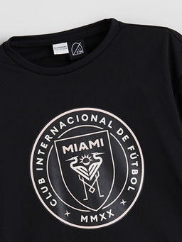 Bisiklet Yaka Inter Miami Bask?l? Erkek ?ocuk Ti??rt