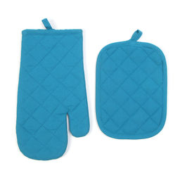 Набор кухонный Этель, цв. синий: варежка-прихватка 18х26 см, прихватка 18х21 см  фото 2
