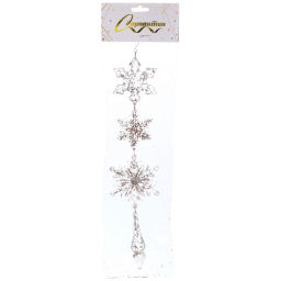 Цена за 2шт. Подвеска "Волшебная снежинки" 32 см, Золотой