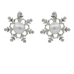 Серьги жемчуг белый 7мм "Жемчужинка-снежинка"