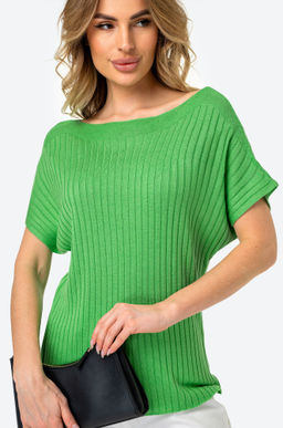 Женский джемпер с коротким рукавом в рубчик Happy Fox  фото 37