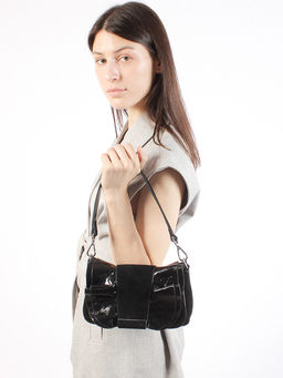 LACCOMA сумка Y2298-2-черный натуральная замша, натуральная кожа полиэстер фото 4