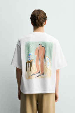 CAMISETA RELAXED FIT GR?FICO CUADRO / Blanco