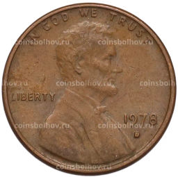 Монета 1 цент 1978 года D США