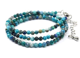 Чокер из хризоколлы с лазуритом шарик граненый 3мм, 40см