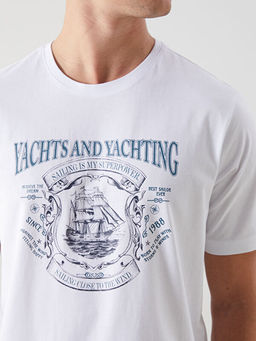 Bisiklet Yaka Bask?l? Penye Erkek Ti??rt