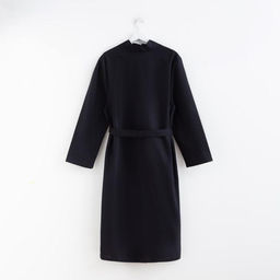 Халат вафельный мужской удлинённый Экономь и Я размер 46-48, цвет чёрный, 100% хлопок, 200 г/м²