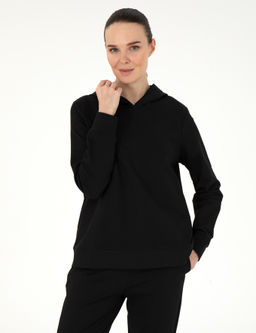 Siyah Oversize Kap__onlu Sweatshirt
