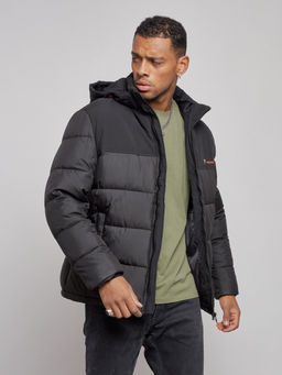 Куртка мужская зимняя с капюшоном спортивная великан черного цвета 8377Ch - Wonderrman фото 8