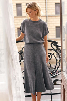 ЕВ 737/ш/тем.серый меланж юбка жен