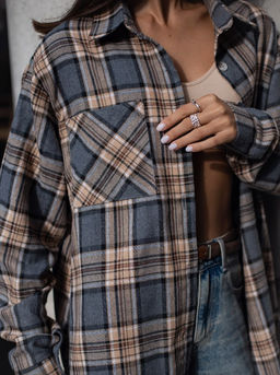 K13010 Рубашка OVER SIZE ГРАФИТ