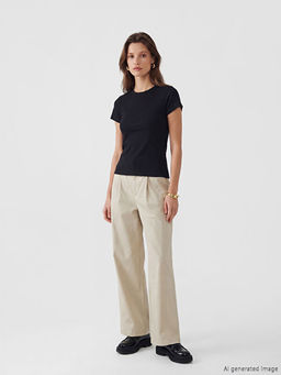 Bisiklet Yaka Ta?l? Kad?n Ti??rt