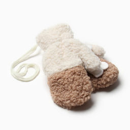 Варежки подростковые MINAKU Барашка двухцветные 24 см цвет коричневый  фото 2