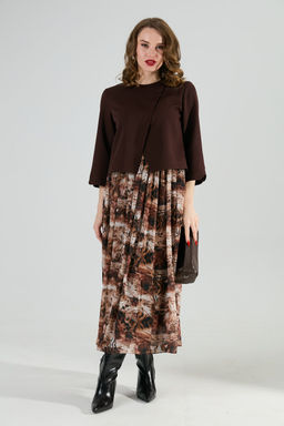 Платье NIKVA н1007-1 шоколад и тигровая абстракция  фото 6