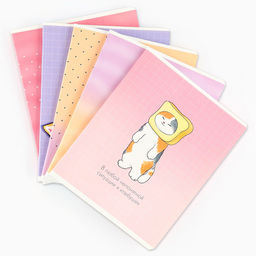 Цена за 3 шт. Тетрадь в клетку, 48 л., А5, на скрепке, блок №1 «Котик с лапками» МИКС