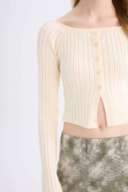 Приталенный трикотаж с открытыми плечами - Defacto фото 5