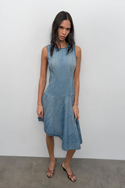 VESTIDO DENIM TRF ASIM?TRICO / Azul