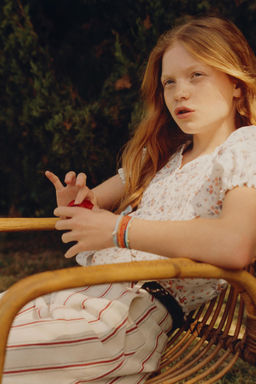 BLUSA FLORES PUNTILLA / Crudo / Rojo - Zara фото 5