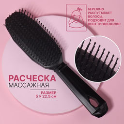 Расчёска массажная 5×22.5 (±1) см, чёрная