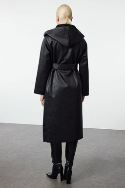 Siyah Cift Tarafl? Oversize Uzun Kaban TWOAW25KB00068 - Trendyolmilla фото 3