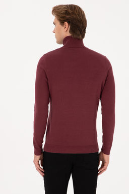 Erkek Slim Fit Bo_azl_ Yaka Bordo Kazak - U.s. polo assn фото 5