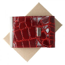 Зажим для купюр Croco-зк-300 (карм на мелочи, 2 кнопки) натуральная кожа красный скат (74) 208512  фото 4