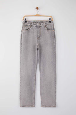 Ac?k Mavi Yuksek Bel Boru Paca Straight Duz Kesim Jeans TWOAW26JE00060 - Trendyolmilla фото 15