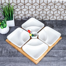 Менажница 4 предмета с 4 шпажками / JD7033 /уп 12/ на деревянной подставке - Галеонтрейд фото 3