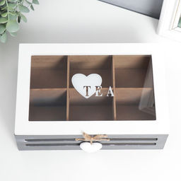 Шкатулка для чая дерево Чайная любовь, с делениями, для украшений, мелочи, 16?24?7.5 см