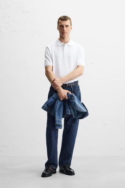 WASHED TEXTURED PIQUE POLO SHIRT