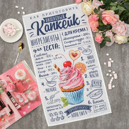 Полотенце Этель Вишневый Капкейк 40х73 см, 100% хлопок, саржа 190 гр/м2