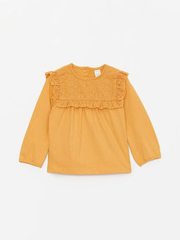 Kare Yaka Desenli K?z Bebek Bluz