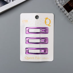 Цена за 6 шт. Заколки для волос «Хэдли», набор 3 шт., прямой, 5 см, фиолетовые