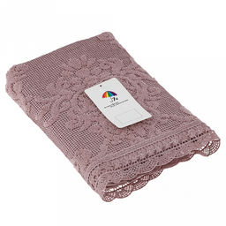 Полотенце махровое "Династия" 50х90см, хлопок 100%, ажурный кант, пыльная роза (Китай)