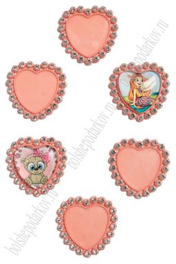 Крышечка со стразами "Сердечко" (10 шт) SF-3632, темно-персиковый №215