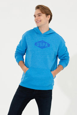 U. S. Polo Assn Мужская комфортная толстовка с капюшоном кобальтового меланжевого цвета - U.s. polo assn фото 4