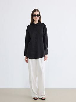 Kad?n Uzun Kollu Keten G?mlek