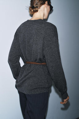 100% WOOL OVERSIZE JUMPER WITH BELT - Zara фото 3